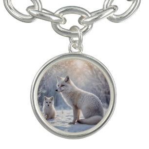 "Frosted Bonds: The Arctic Fox and Her Cub" Bracelet