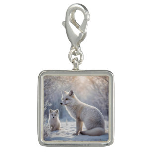"Frosted Bonds: The Arctic Fox and Her Cub" Charm