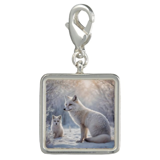 "Frosted Bonds: The Arctic Fox and Her Cub" Charm (Front)