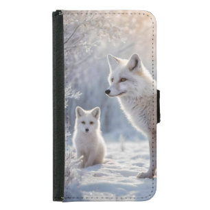 "Frosted Bonds: The Arctic Fox and Her Cub" Samsung Galaxy S5 Wallet Case