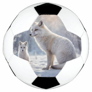 "Frosted Bonds: The Arctic Fox and Her Cub" Soccer Ball