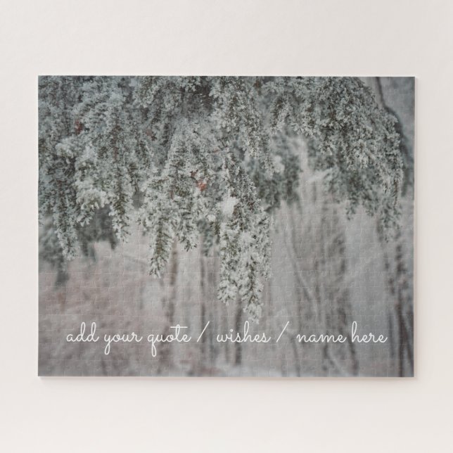 Frosted branches and a snow-covered forest jigsaw puzzle (Horizontal)
