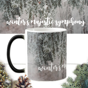 Frosted branches and a snow-covered forest magic mug