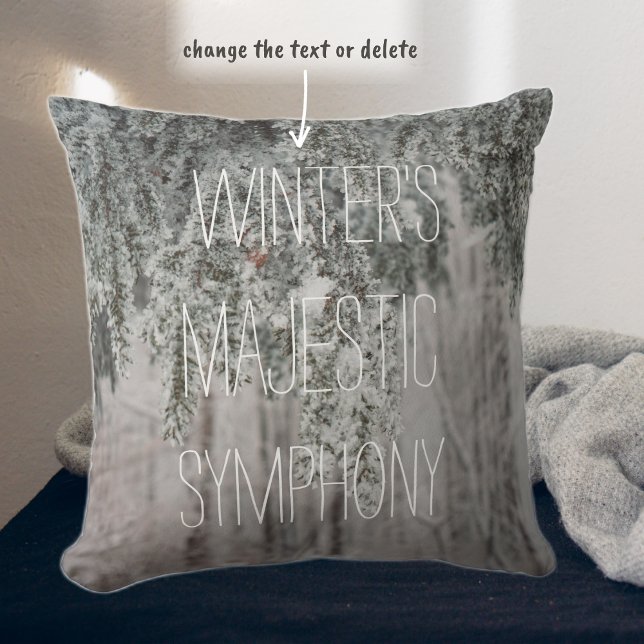 Frosted branches and a snow-covered forest throw pillow (Creator Uploaded)