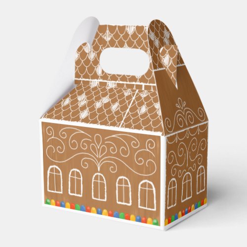 Frosted Candy Holiday Gingerbread House Favor Boxes