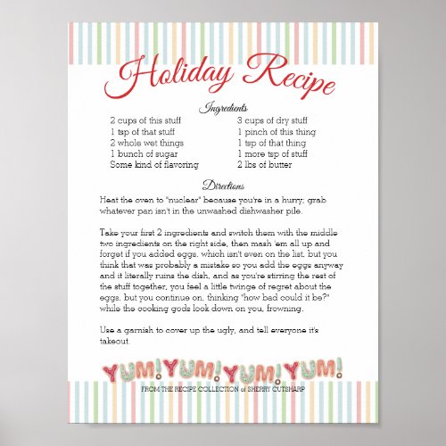Frosted Chrismas cookies personalized recipe paper Poster
