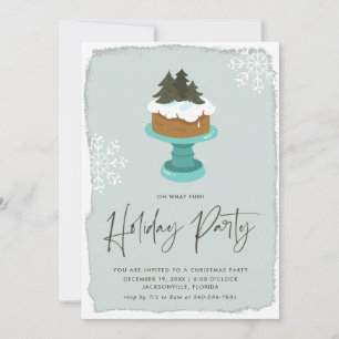 Frosted Christmas Cake Holiday Party Invitation