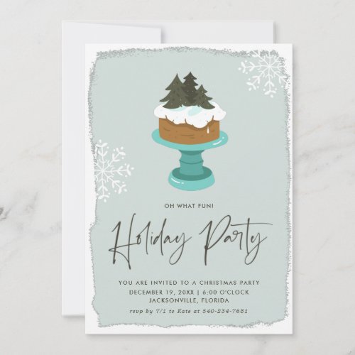 Frosted Christmas Cake  Holiday Party Invitation