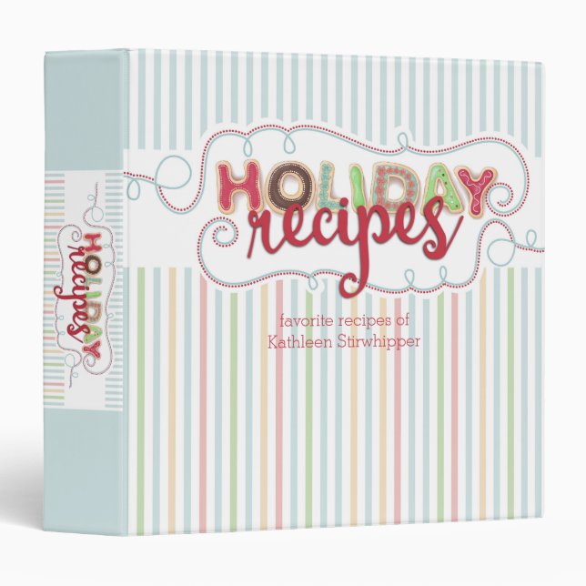 Frosted Christmas cookies recipe cookbook binder (Front/Spine)