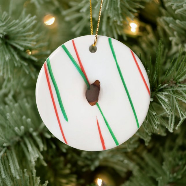 Frosted Christmas Donut Ceramic Ornament (Tree)