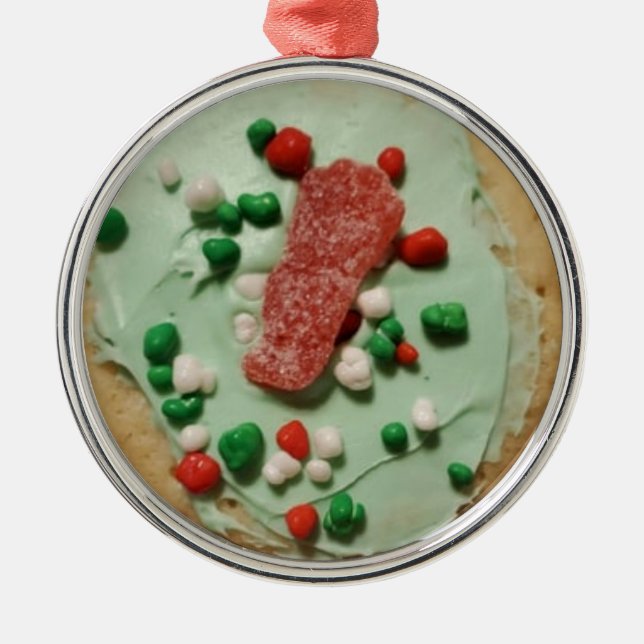 Frosted Christmas Sugar Cookie Candy Gummie Metal Ornament (Front)