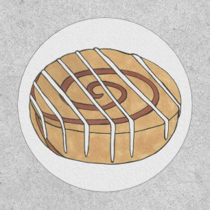 Frosted Cinnamon Roll Bun Breakfast Food Bakery Patch