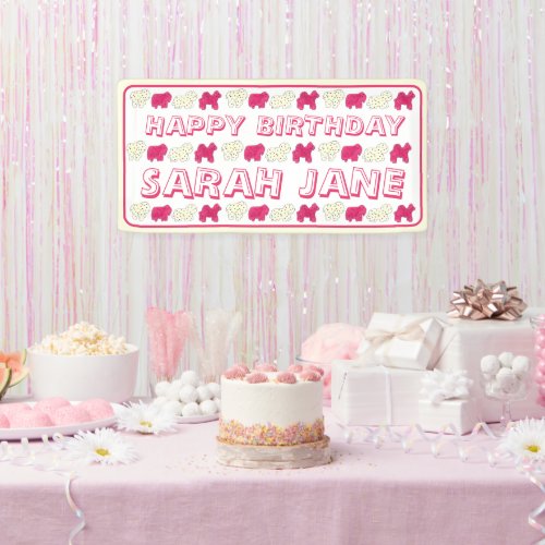 Frosted Circus Animal Cookies Pink White Sprinkles Banner