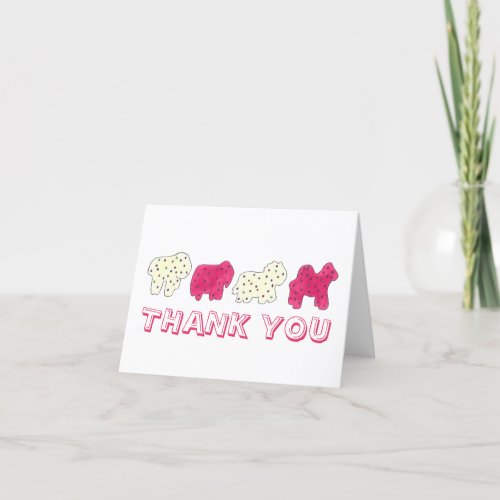 Frosted Circus Animal Cookies Pink White Sprinkles Thank You Card