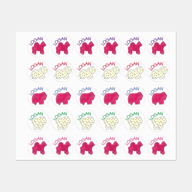 Frosted Circus Animal Crackers Cookies Sprinkles Kids' Labels (Sheet)