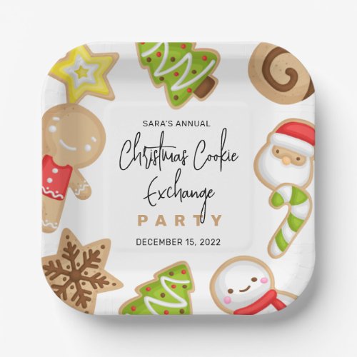 Frosted Cookies Christmas Cookie Exchange Party Paper Plates