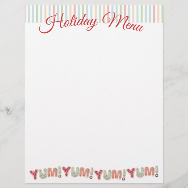 Frosted cookies Christmas menu letterhead (Front)