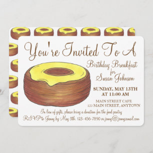 Frosted Croissant Donut Doughnut Breakfast Brunch Invitation