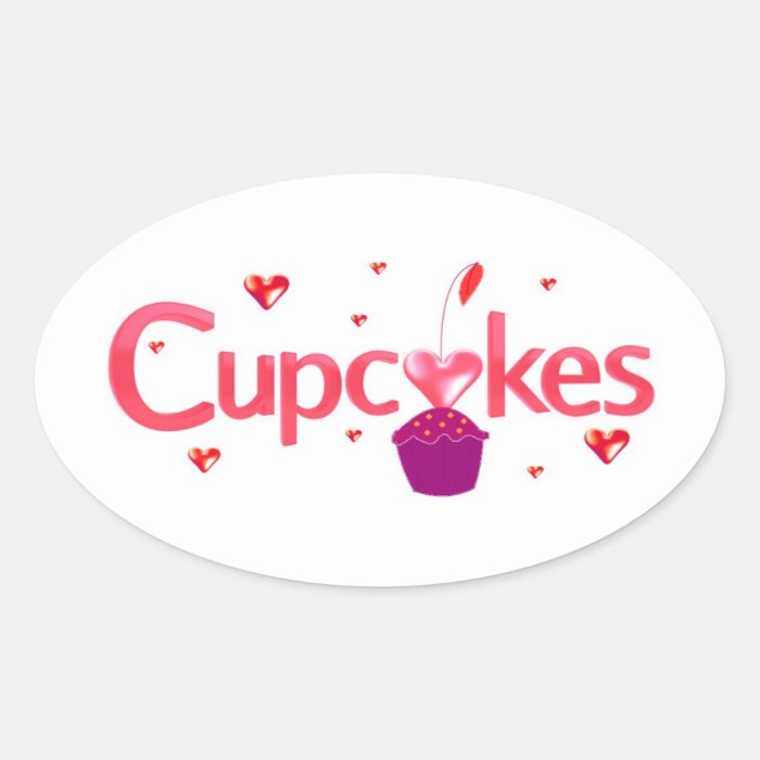 Frosted Cupcake Sign Oval Sticker