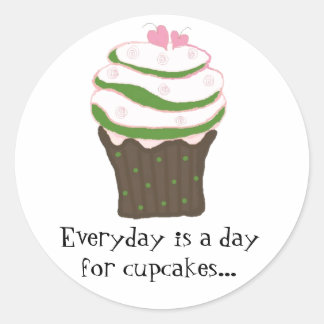 Frosted Cupcake with Cute Saying Classic Round Sticker