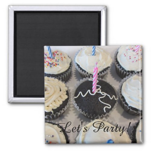 Frosted Cupcakes Lets Party Magnet