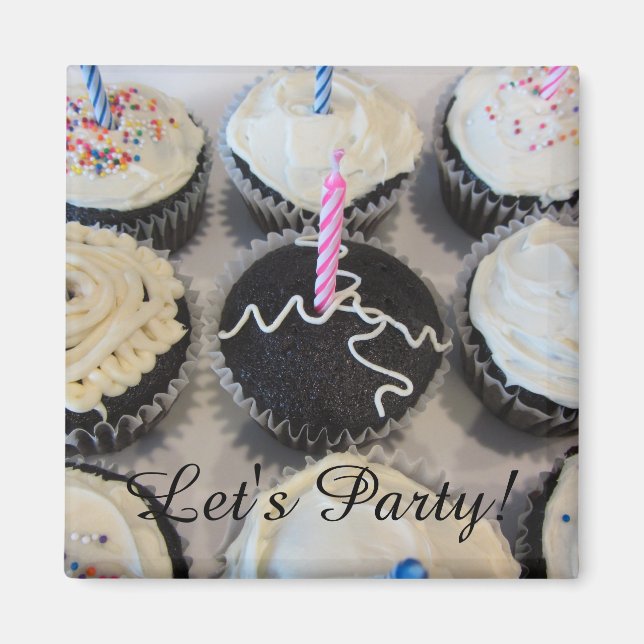 Frosted Cupcakes Let's Party Magnet (Front)