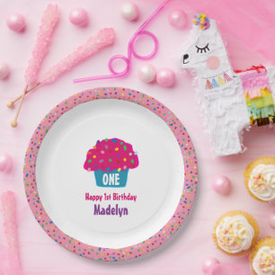 Frosted Cupcakes Rainbow Sprinkle Baking Design Paper Plates
