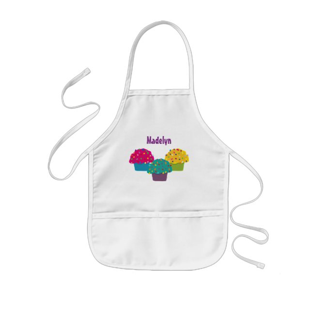 Frosted Cupcakes Rainbow Sprinkle Whimsical Baking Kids' Apron (Front)