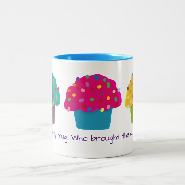Frosted Cupcakes Rainbow Sprinkle Whimsical Baking Two-Tone Coffee Mug (Center)