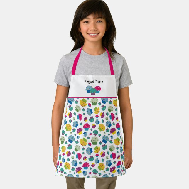 Frosted Cupcakes Sprinkle Pattern Whimsical Baking Apron (Insitu)