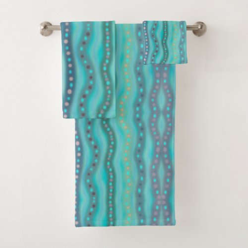 Frosted Dichroic Beach Glass Abstract Pattern Bath Towel Set