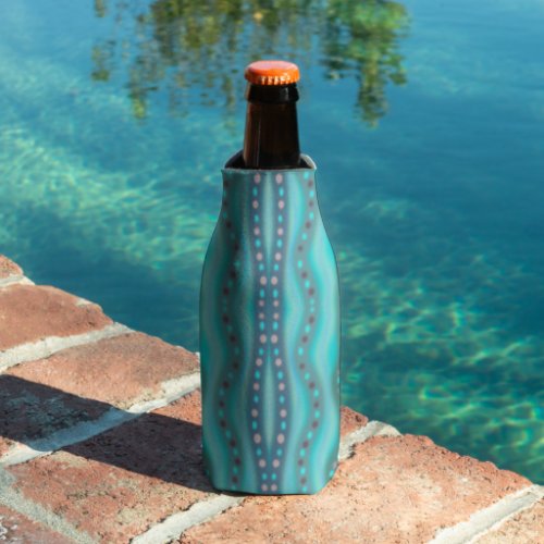 Frosted Dichroic Beach Glass Abstract Pattern  Bottle Cooler