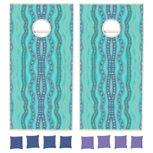 Frosted Dichroic Beach Glass Abstract Pattern  Cornhole Set