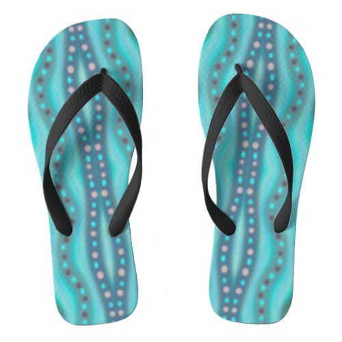 Frosted Dichroic Beach Glass Abstract Pattern  Flip Flops