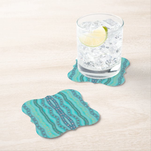 Frosted Dichroic Beach Glass Abstract Pattern  Paper Coaster (Insitu)
