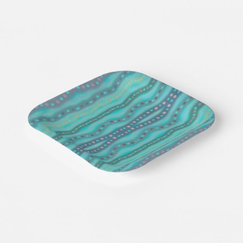 Frosted Dichroic Beach Glass Abstract Pattern  Paper Plates