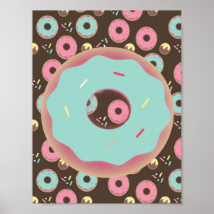 Frosted Donut 3D Sprinkles Wall Art Teal Poster