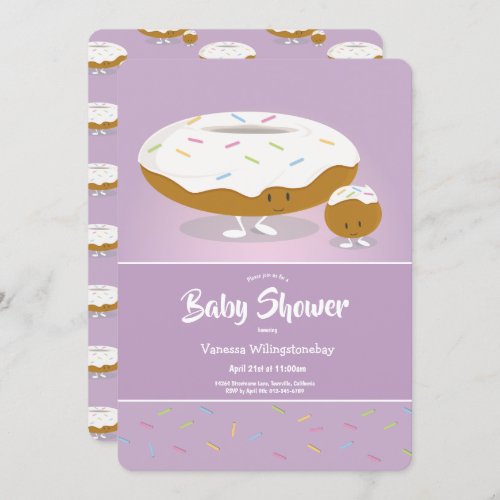 Frosted Donut and Donut Hole Sprinkles Baby Shower Invitation