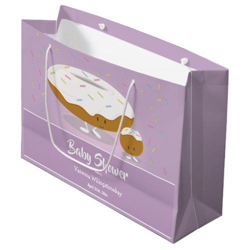 Frosted Donut and Donut Hole Sprinkles Baby Shower Large Gift Bag
