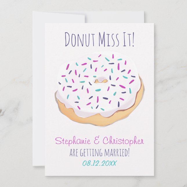 Frosted Donut Miss It Wedding Save The Date (Front)