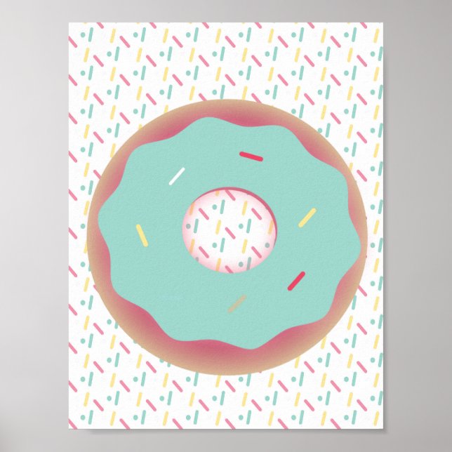 Frosted Donut Sprinkles Wall Art Teal Poster (Front)