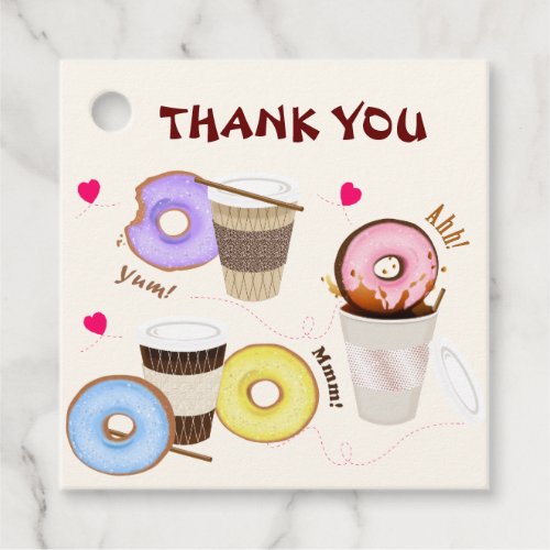Frosted Donuts and Coffee  Thank You Favor Tags