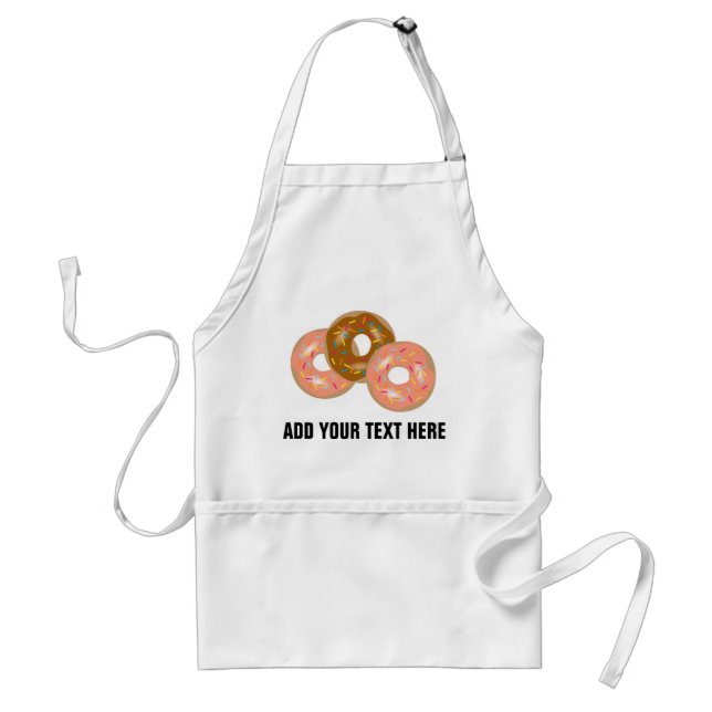 Frosted Donuts with Sprinkles I Customizable Text Adult Apron (Front)