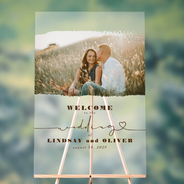 Frosted Elegant Wedding Welcome Photo Sign (Neutral)