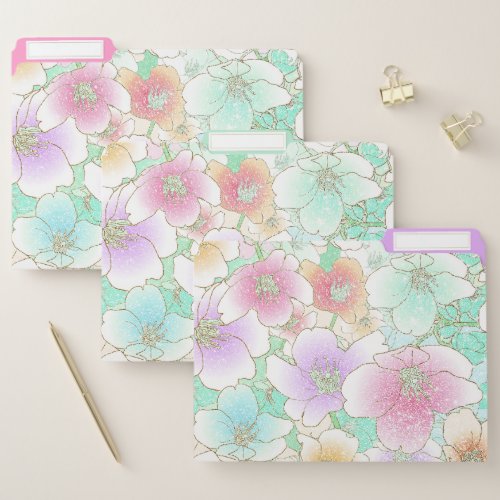 Frosted Floral File Folder Set