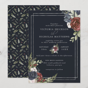 Frosted Florals Winter Botanical Wedding Invitation