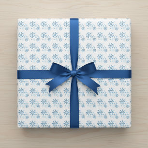 Frosted Flurries Blue Snowflake Wrapping Paper
