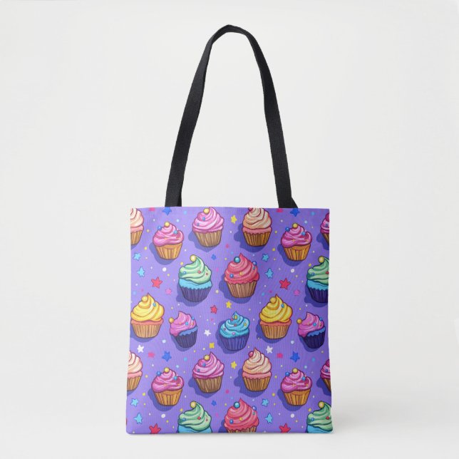 Frosted Fun Cupcake Pattern: Whimsical Bakery  Tote Bag (Front)