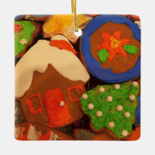 Frosted Gingerbread Cookies Ceramic Ornament
