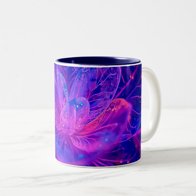 Frosted Glass Bloom Two-Tone Coffee Mug (Front Right)
